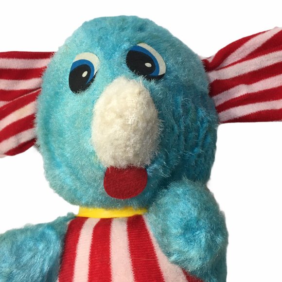 RARE Vintage Elephant Plush Blueberry Candy Stripe
